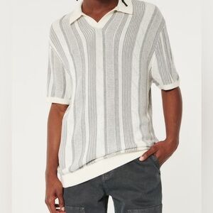 Hollister Pattern Knit Sweater Polo in White for Men Size Small NWOT